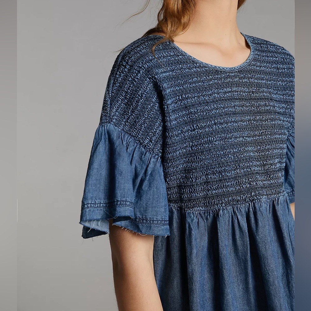 Anthropologie Luz Chambray Mini Dress - Picture 5 of 11